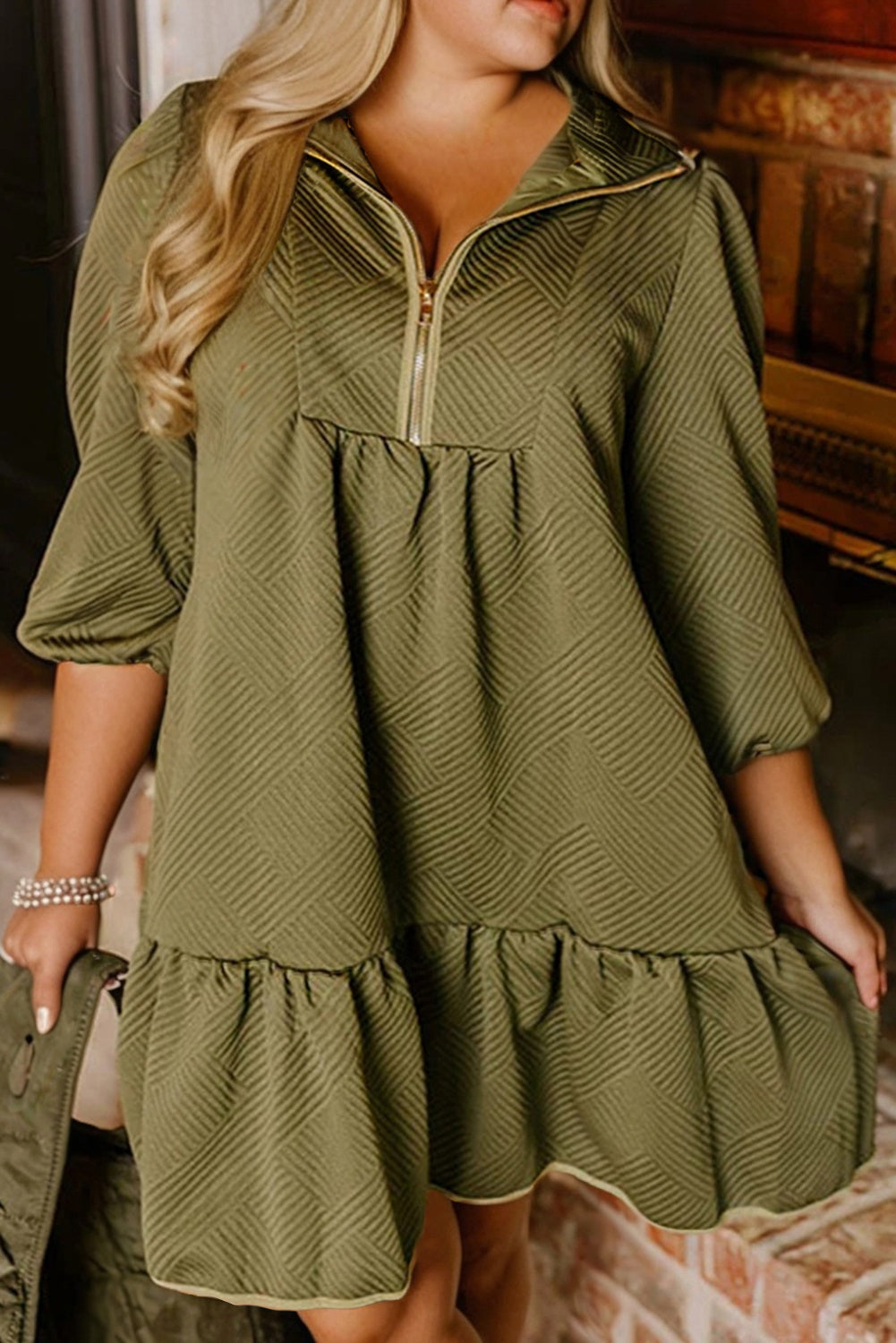 Jungle Green Fall Mixer Mini Dress in Cinnamon