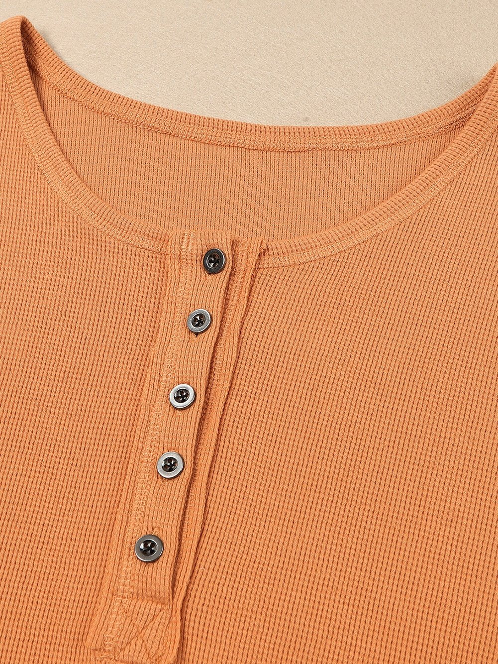 Elegant Black Waffle Knit Henley Top