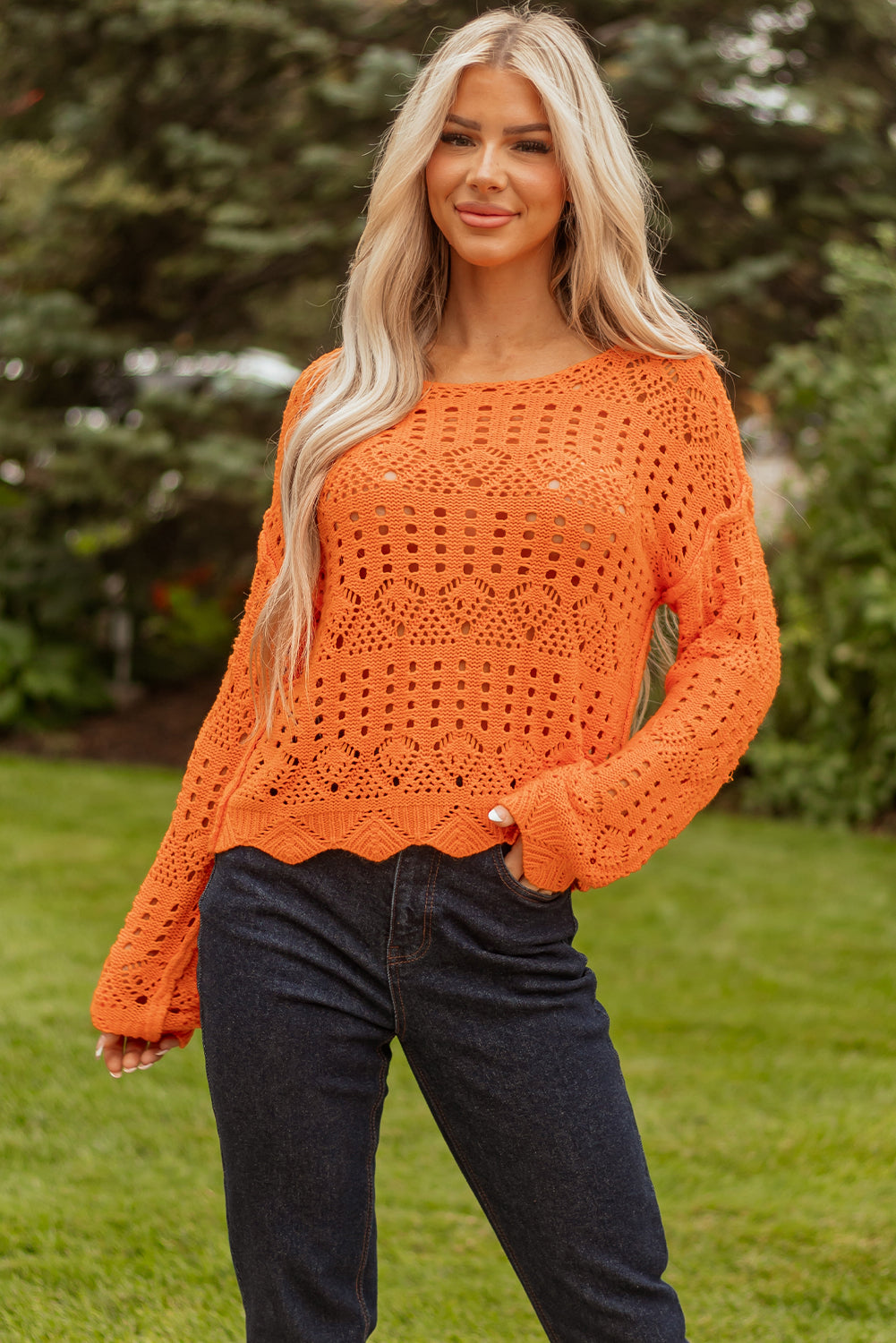 open crochet sweater