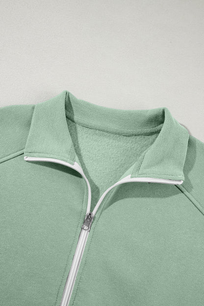 Clearly Aqua Drop Shoulder Zip Up Jacket Drawstring Pants Active 2pcs Set