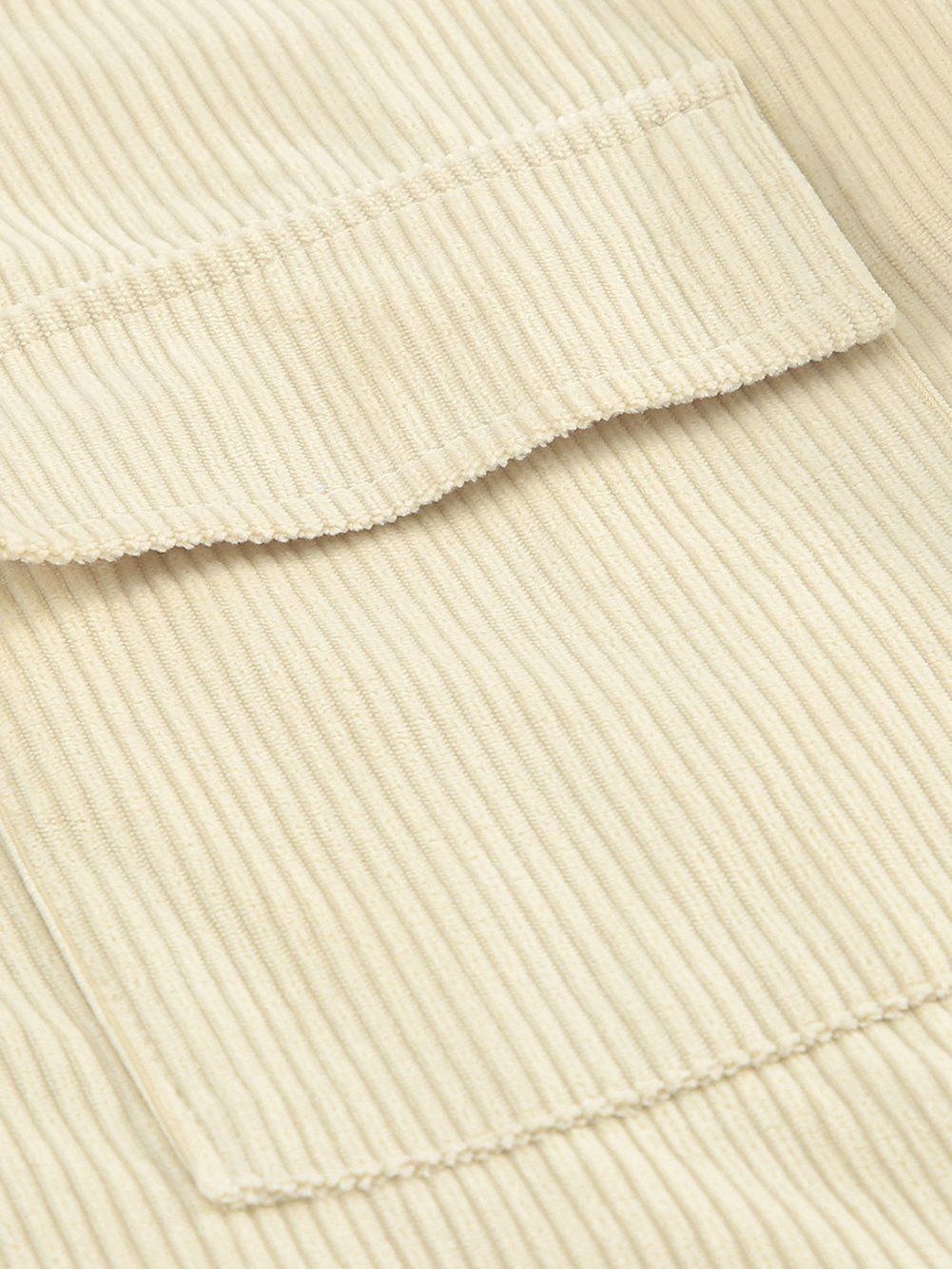 Beige Ribbed Textured Shacket with Front Pockets