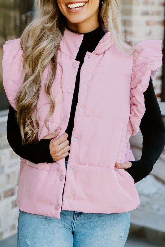 pink puffer vest