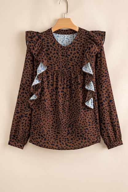 leopard long sleeve blouse
