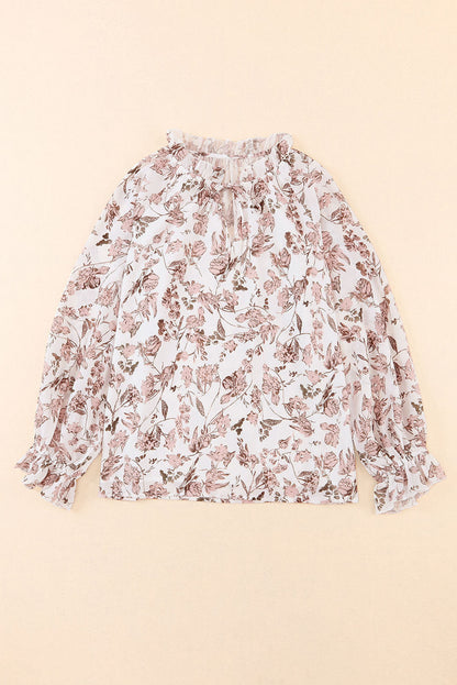 Floral Fantasy Bubble Sleeve Boho Blouse