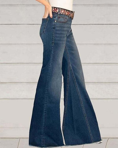 Women's Jeans Denim Plain Blue Dark Blue Fashion Full Length Casual Daily Weekend Autumn / Fall