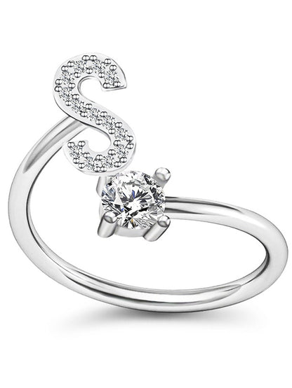 1PC Band Ring For Men's Women's Crystal White Alloy Classic - LuckyFash™