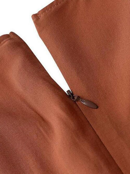 Women's Dress - Swing Dress Long Dress Maxi Dress Dark Green Brown Black Long Sleeve Pure Color Ruched Pleated Patchwork Fall Spring V Neck Boho Casual Fall Dress Lantern Sleeve Loose Fit M L XL XXL XXXL 4XL