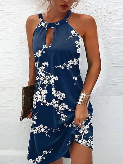 Women's Dress - Casual Dress Summer Dress Halter Neck Dress Floral Paisley Print Halter Mini Dress Active Fashion Outdoor Daily Sleeveless Regular Fit Yellow Royal Blue Blue Spring Summer S M L XL XXL