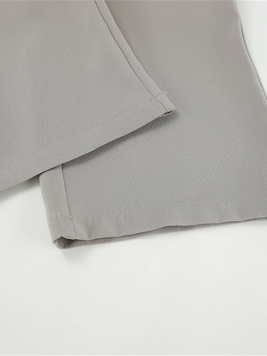 Women's Dress Pants Spandex Plain Grey Black Elegant High Waist Full Length Office / Career Street Fall Winter