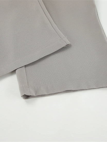 Women's Dress Pants Spandex Plain Grey Black Elegant High Waist Full Length Office / Career Street Fall Winter