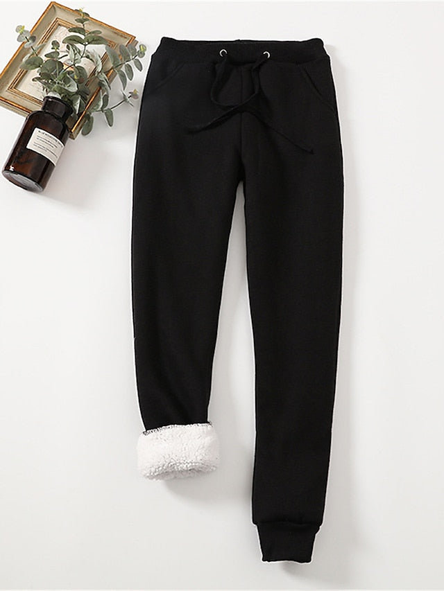 Women's Fleece Pants Fleece Plain Light Gray Dark Grey Active High Waist Full Length Outdoor Street Fall Winter