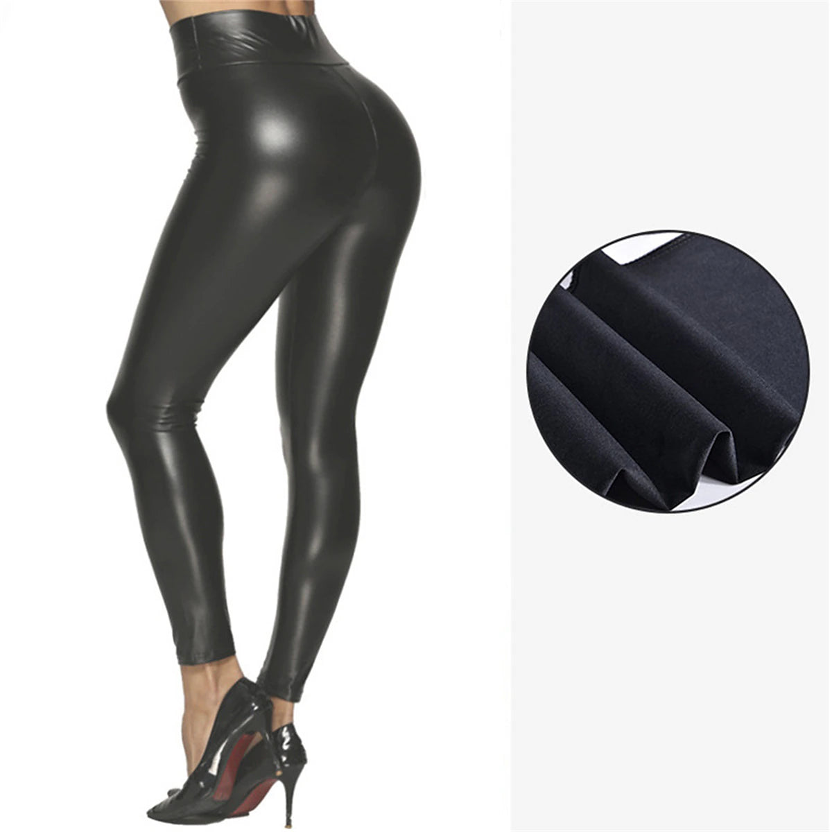 Women's Leggings Faux Leather Plain navy blue light dark green light Fashion High Waist Full Length Party Outdoor Fall Winter