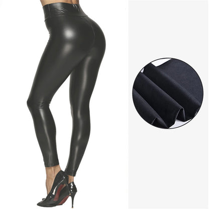 Women's Leggings Faux Leather Plain navy blue light dark green light Fashion High Waist Full Length Party Outdoor Fall Winter