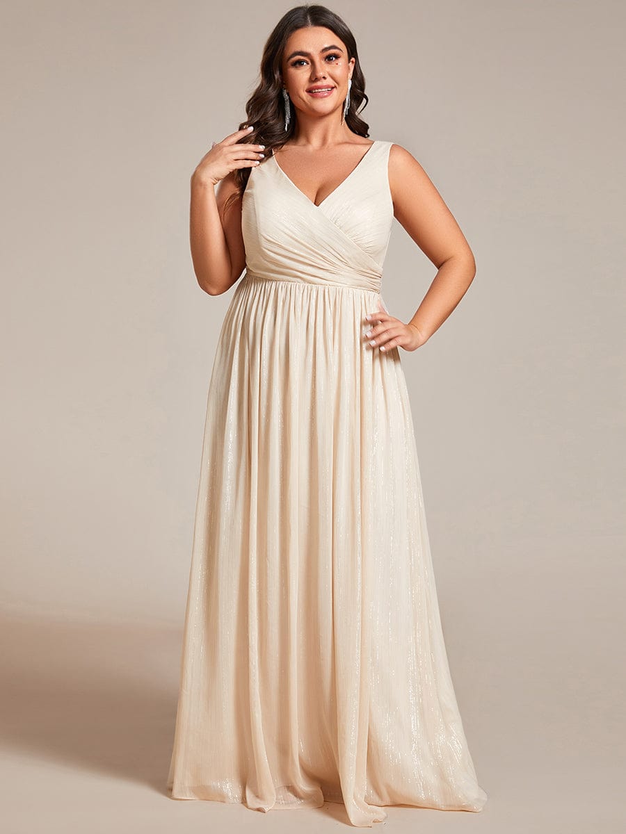 Elegant A-Line Evening Dress with V-Neck and Sequin Details