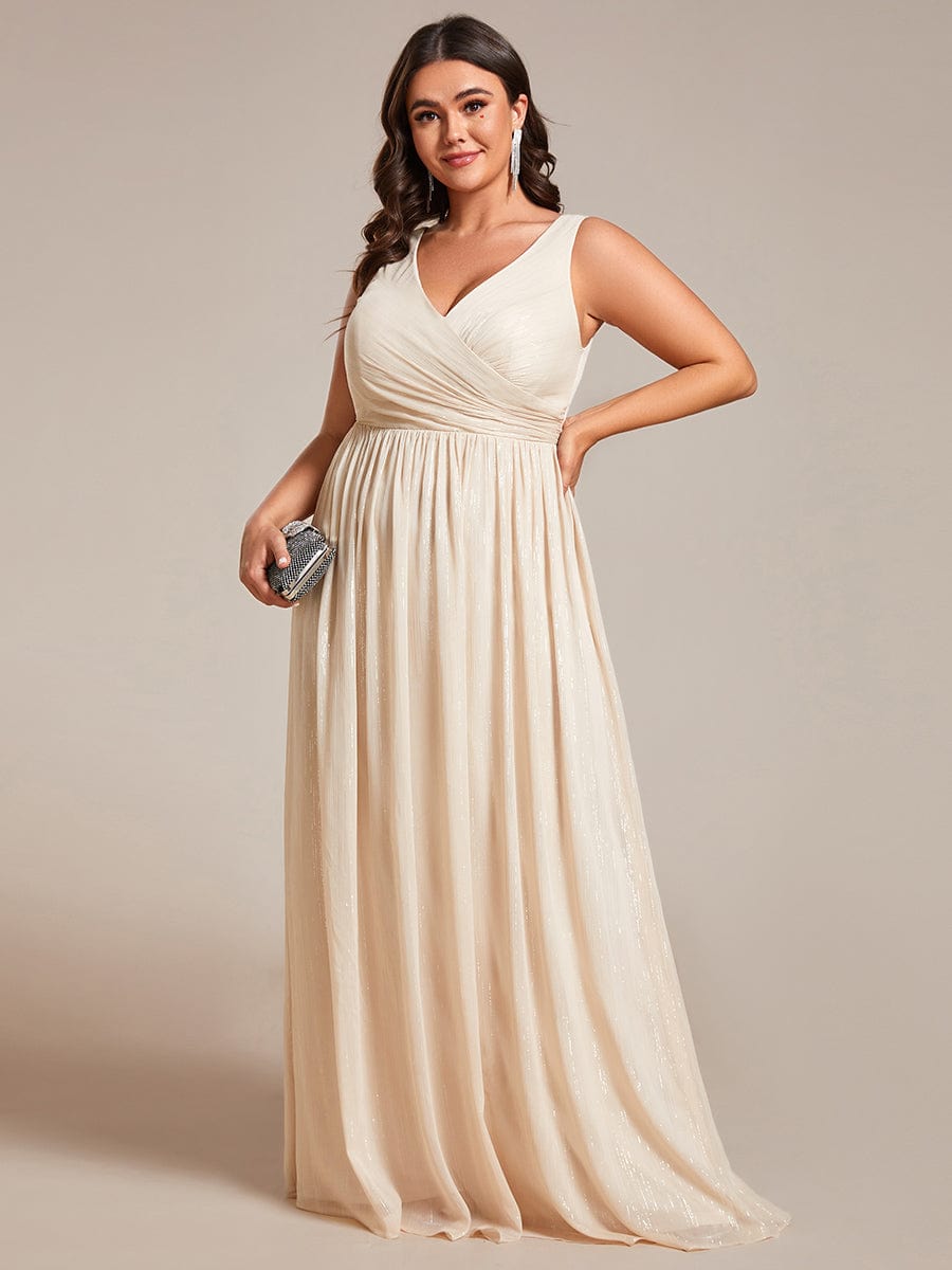 Elegant A-Line Evening Dress with V-Neck and Sequin Details
