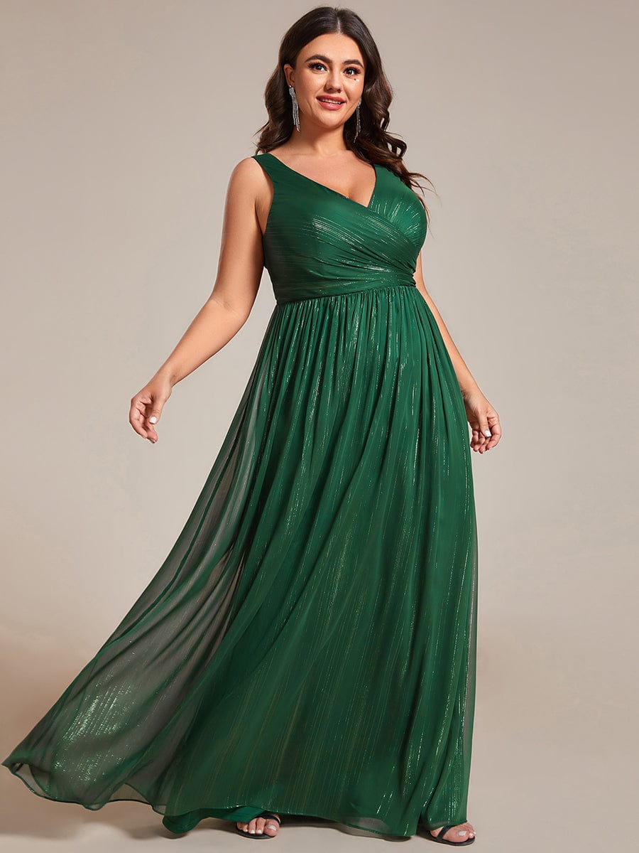 Elegant A-Line Evening Dress with V-Neck and Sequin Details