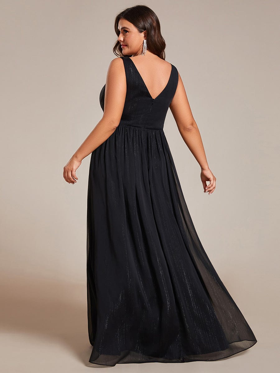 Elegant A-Line Evening Dress with V-Neck and Sequin Details
