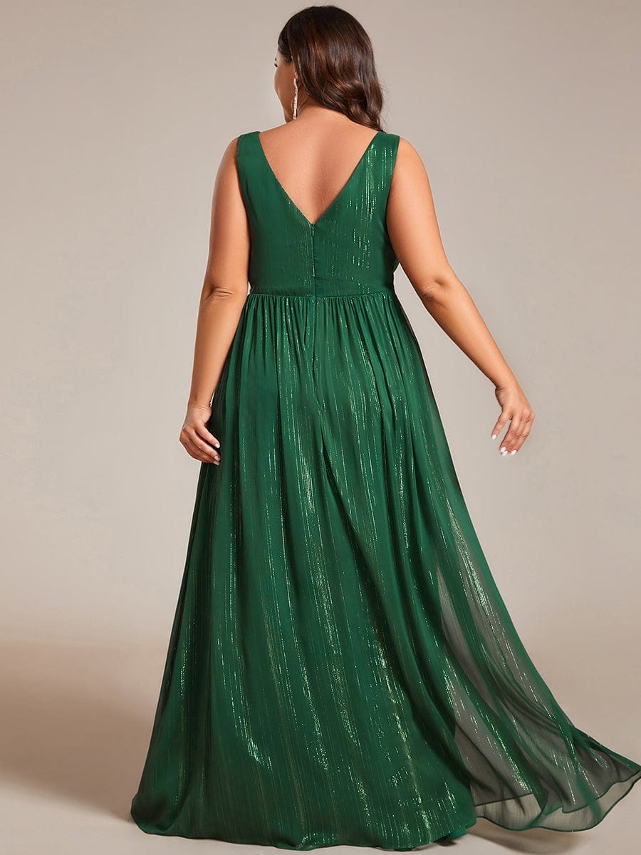 Elegant A-Line Evening Dress with V-Neck and Sequin Details