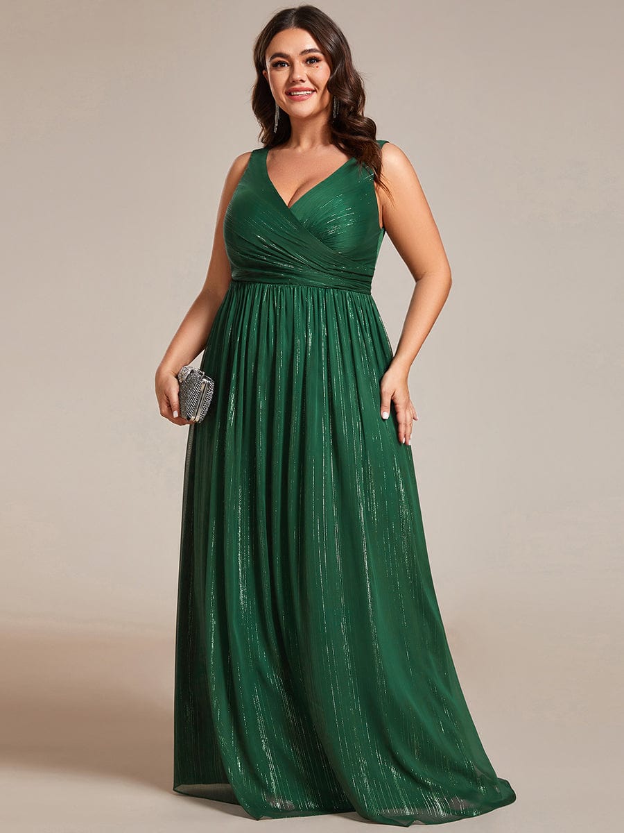 Elegant A-Line Evening Dress with V-Neck and Sequin Details
