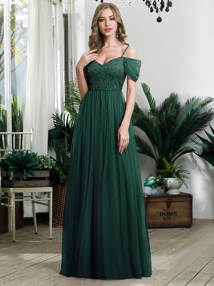 Elegant A-Line Tulle Bridesmaid Gown with Sweetheart Neckline
