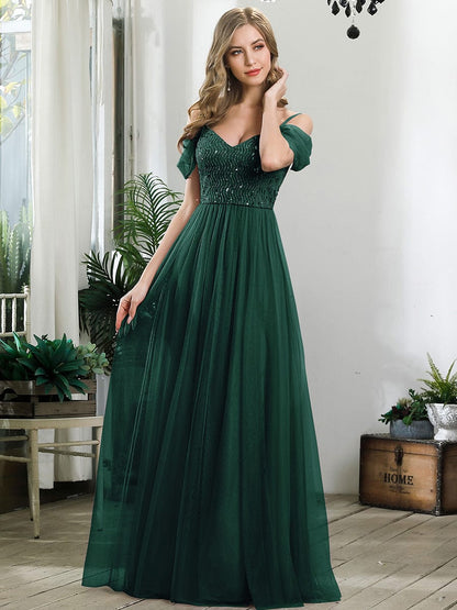 Elegant A-Line Tulle Bridesmaid Gown with Sweetheart Neckline