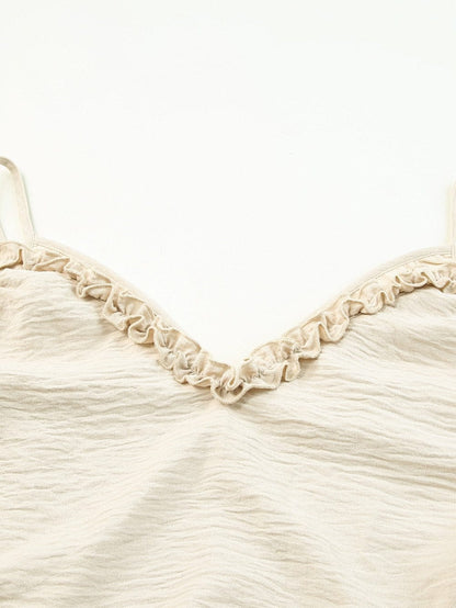 Elegant Apricot Maxi Dress with V-Neckline and Elastic Belt