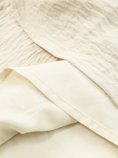 Elegant Apricot Maxi Dress with V-Neckline and Elastic Belt