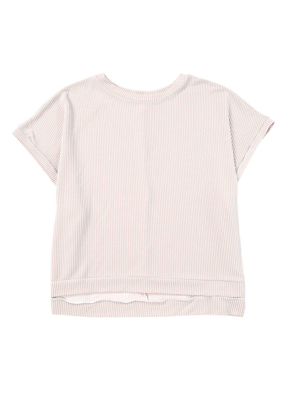 Elegant Apricot Oversized Ribbed Tunic with Batwing Sleeves