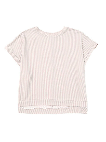 Elegant Apricot Oversized Ribbed Tunic with Batwing Sleeves