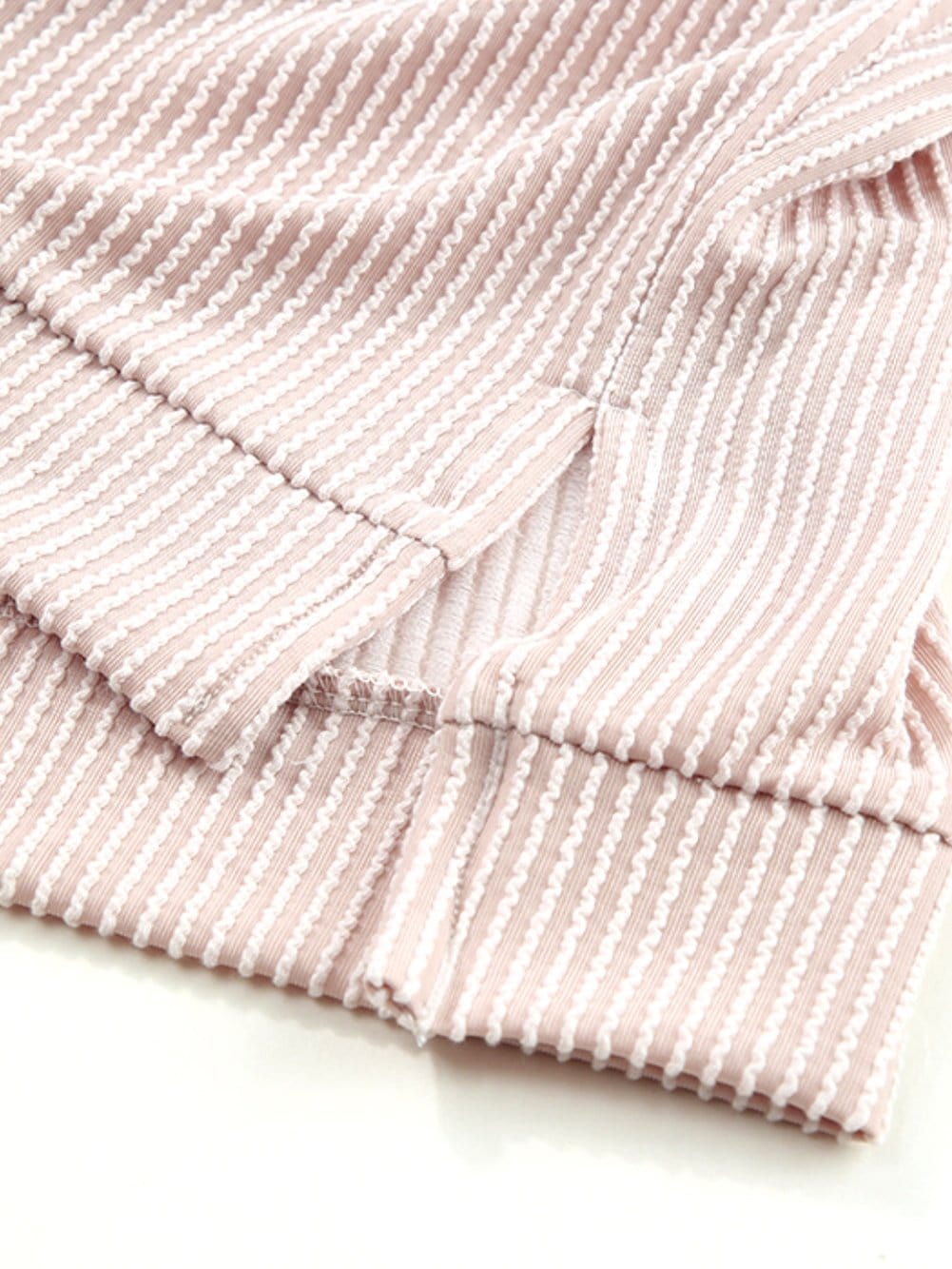 Elegant Apricot Oversized Ribbed Tunic with Batwing Sleeves