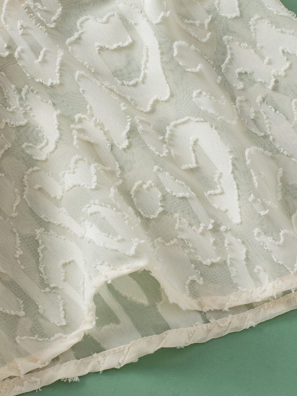 Elegant Beige Jacquard Blouse with Butterfly Sleeves