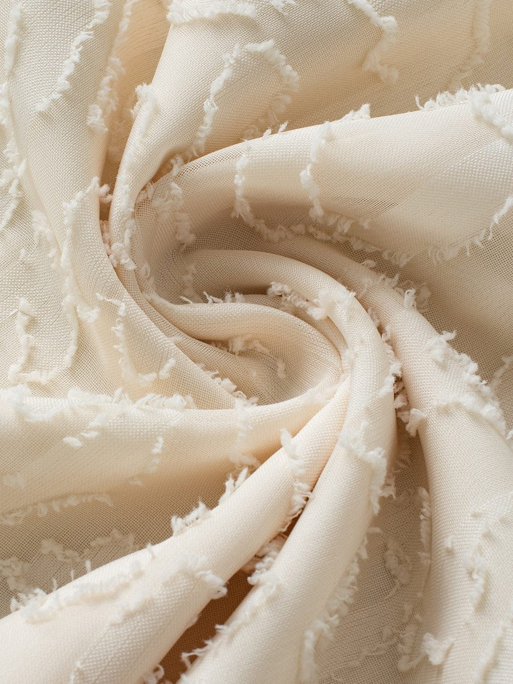 Elegant Beige Jacquard Blouse with Butterfly Sleeves