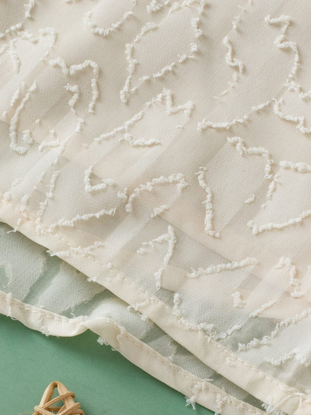 Elegant Beige Jacquard Blouse with Butterfly Sleeves