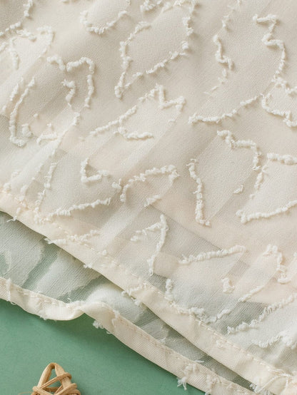 Elegant Beige Jacquard Blouse with Butterfly Sleeves