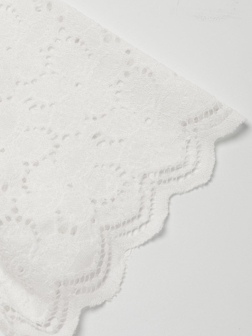 Elegant Beige Lace Crochet Short Sleeve A-Line Mini Dress