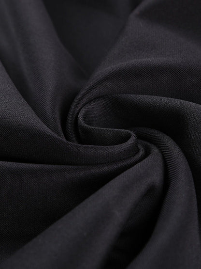 Elegant Black Bardot Midi Dress with V-Neck