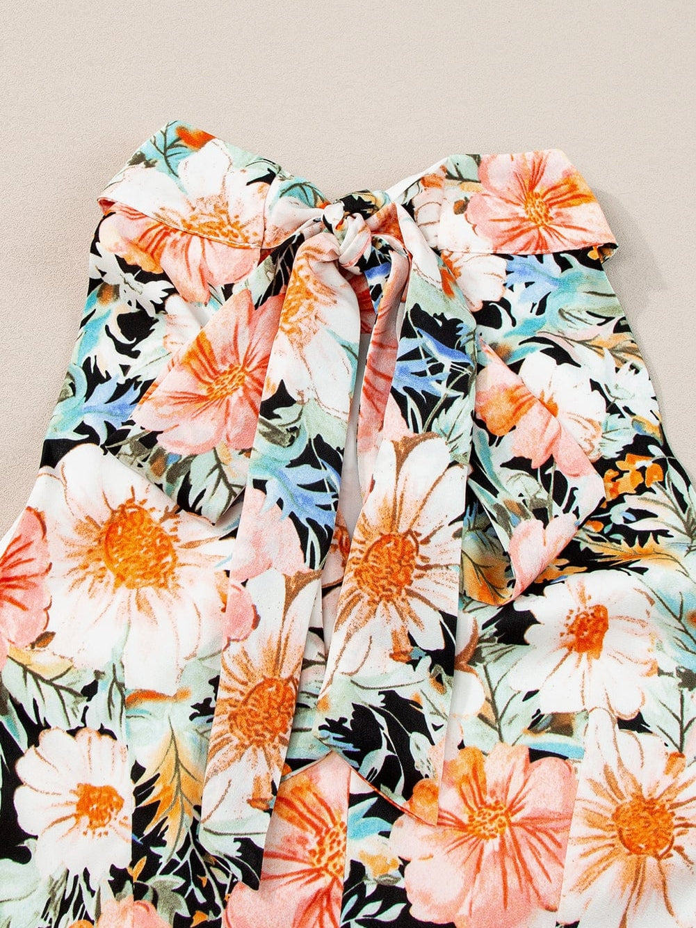 Elegant Black Boho Floral Halter Maxi Dress with Ruffled Details