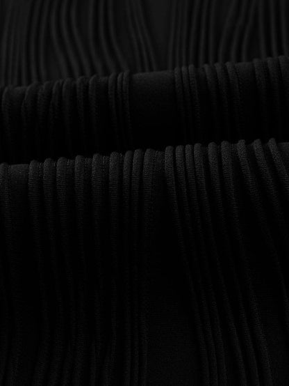 Elegant Black Cap Sleeve Textured Top with Wavy Design