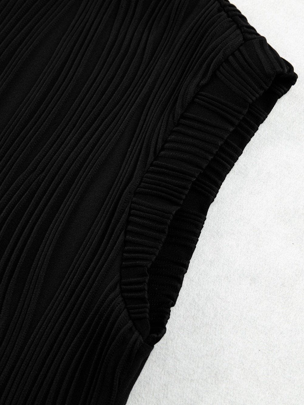 Elegant Black Cap Sleeve Textured Top with Wavy Design