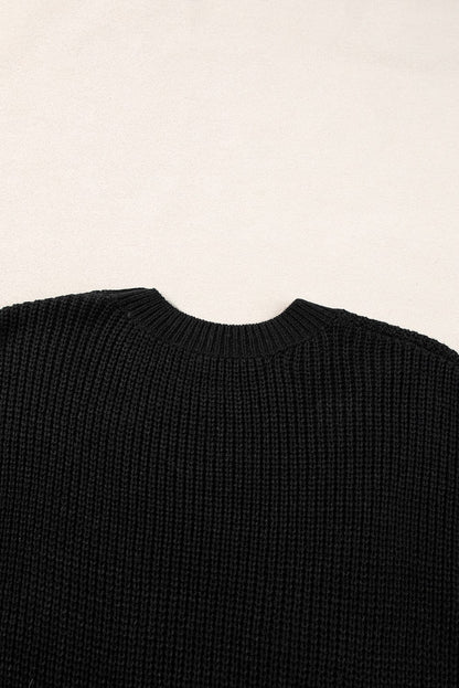 Elegant Black Floral Embroidered Sweater Top