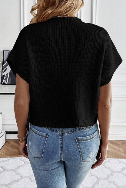 Elegant Black Floral Embroidered Sweater Top