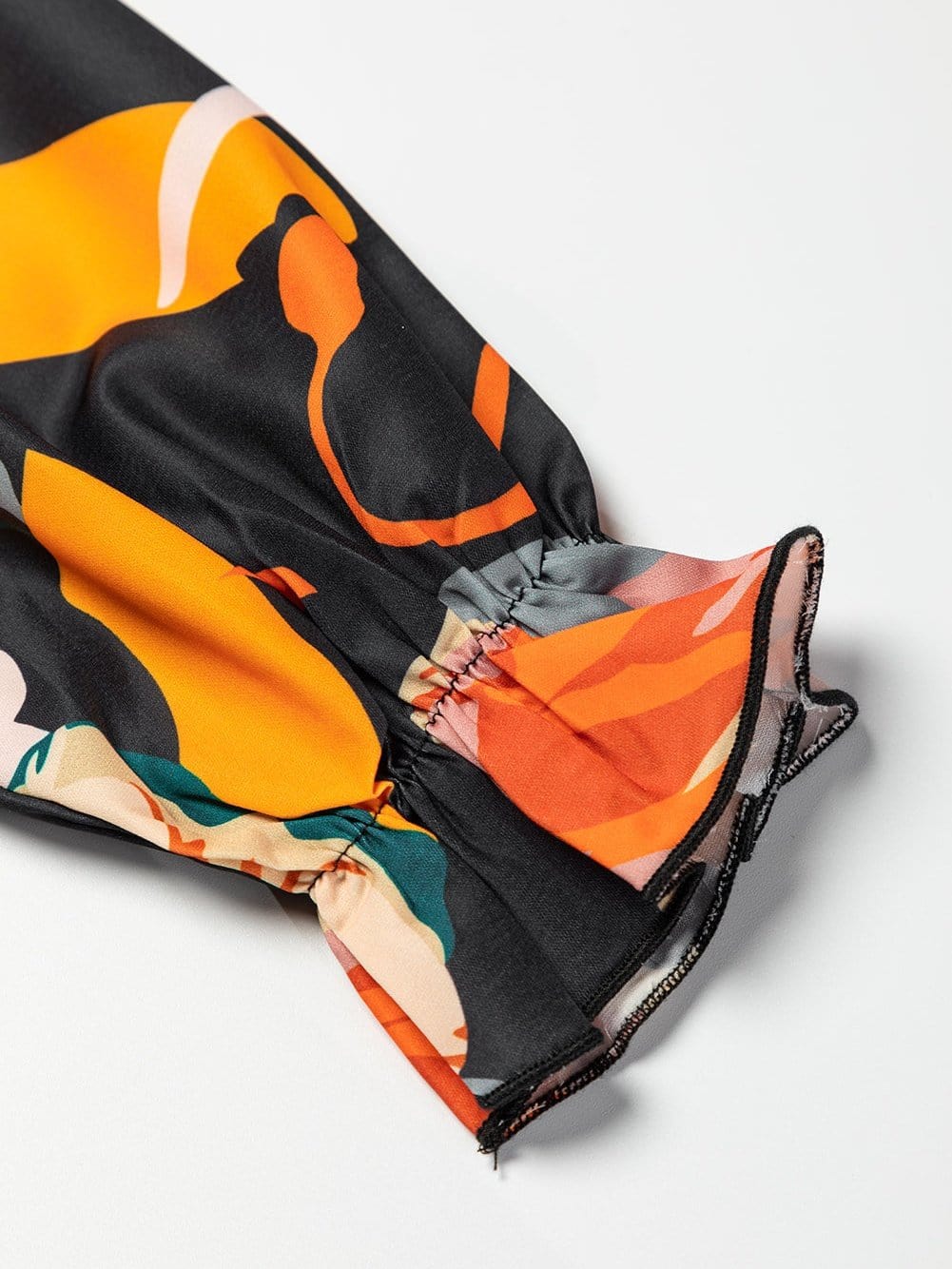 Elegant Black Floral Mock Neck Top