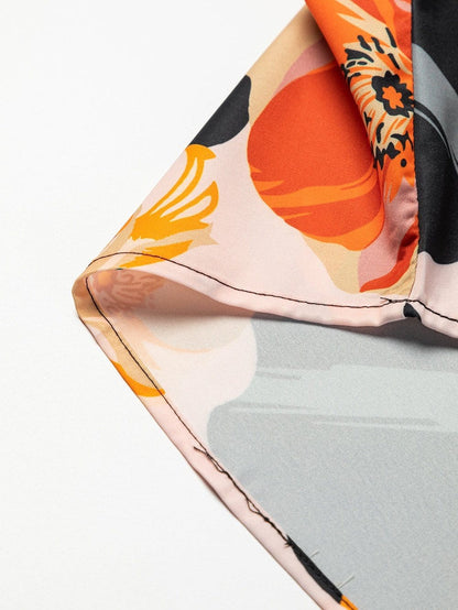 Elegant Black Floral Mock Neck Top