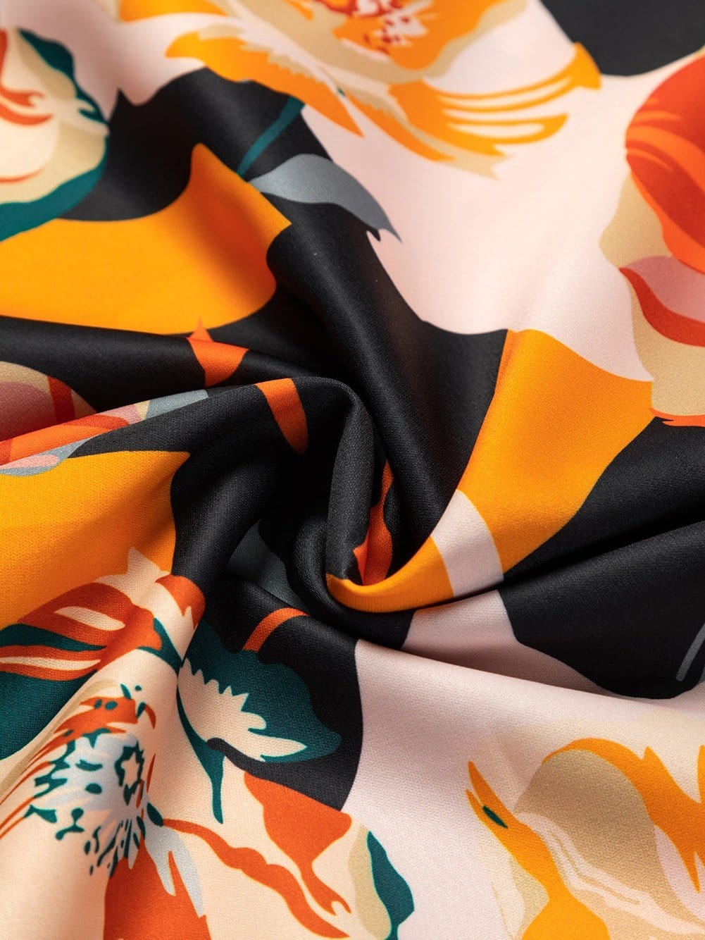 Elegant Black Floral Mock Neck Top