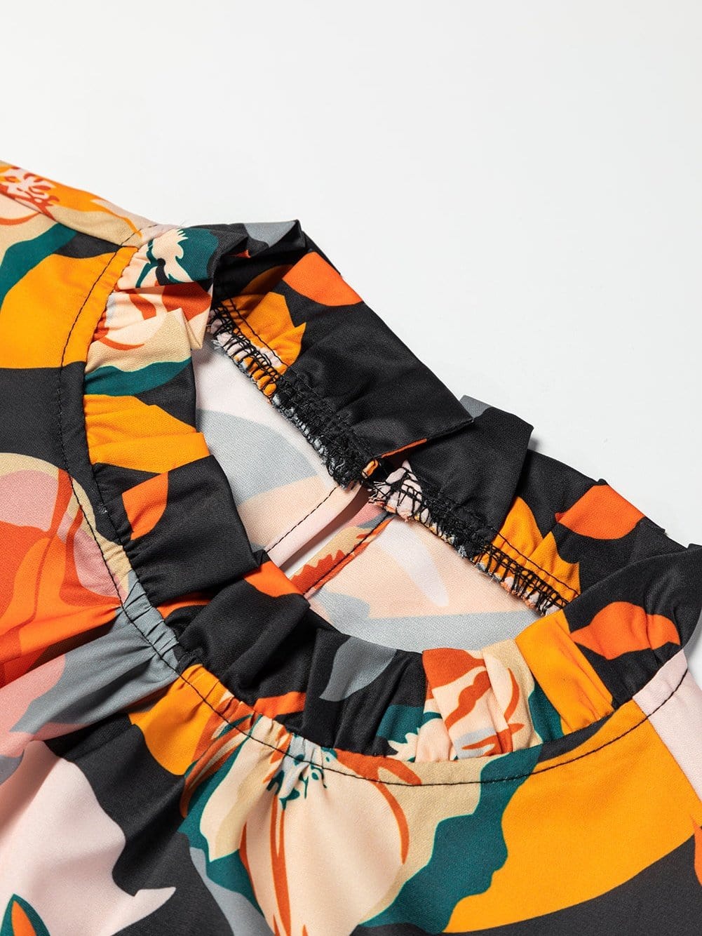 Elegant Black Floral Mock Neck Top