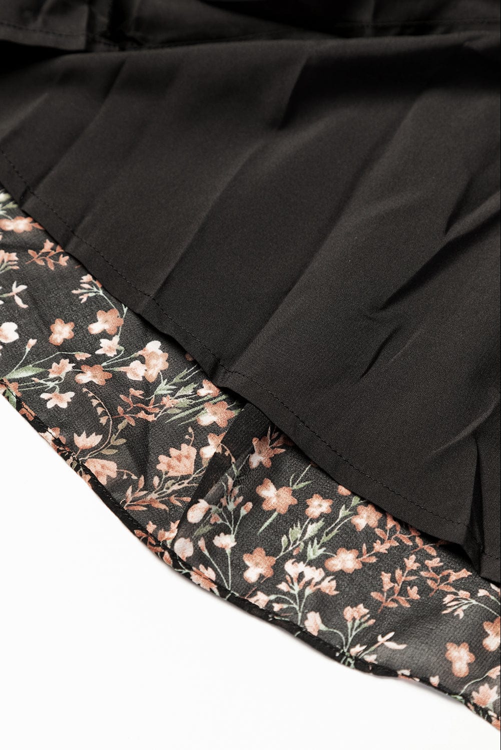 Elegant Black Floral Print V-Neck Puff Sleeve Mini Dress with Ruffles