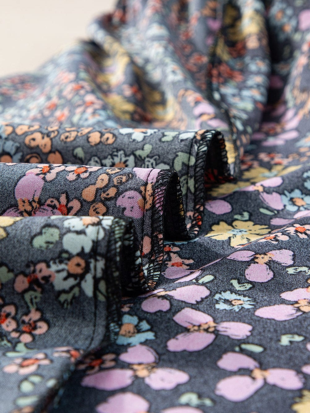 Elegant Black Floral V-Neck Midi Dress with Ruffle Sleeves