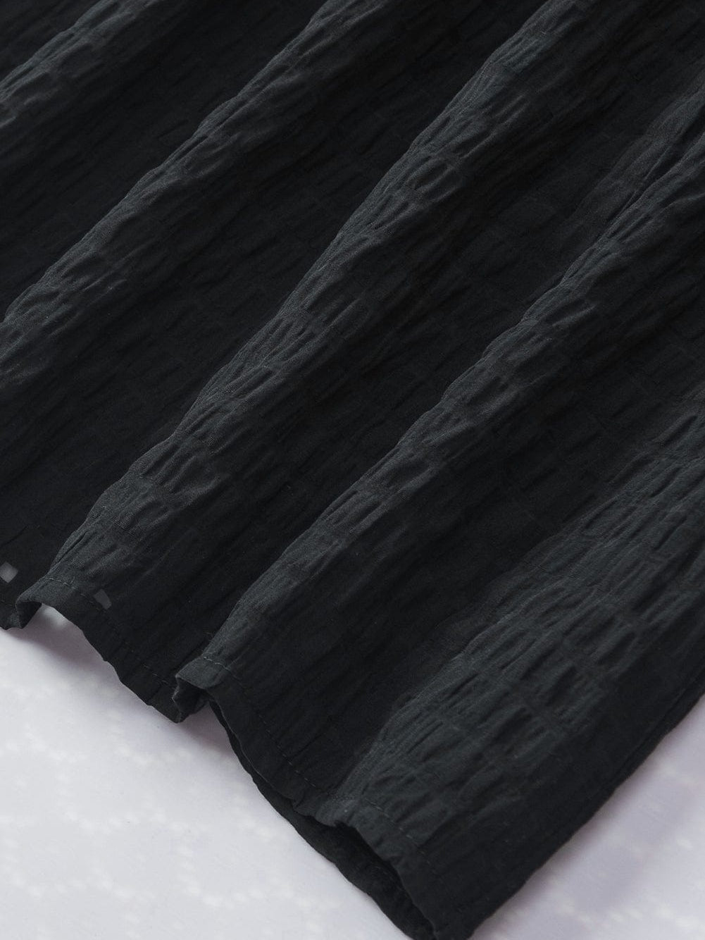 Elegant Black Frilled Texture Flutter Sleeve Top