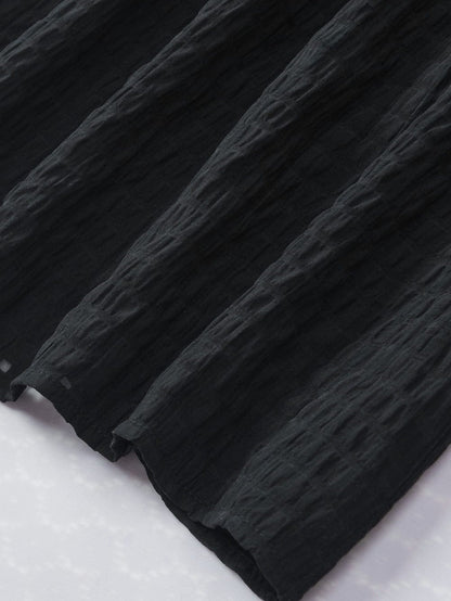 Elegant Black Frilled Texture Flutter Sleeve Top