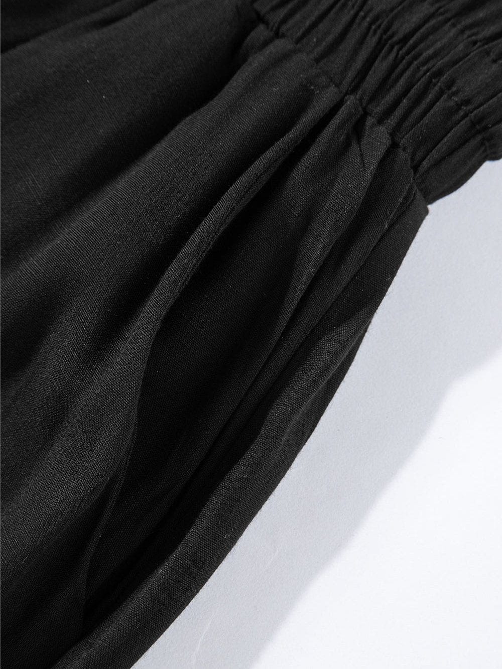 Elegant Black High Waist Wide Leg Pants with Drawstring Detail